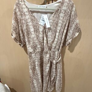 Brown and Cream Patterned Dress